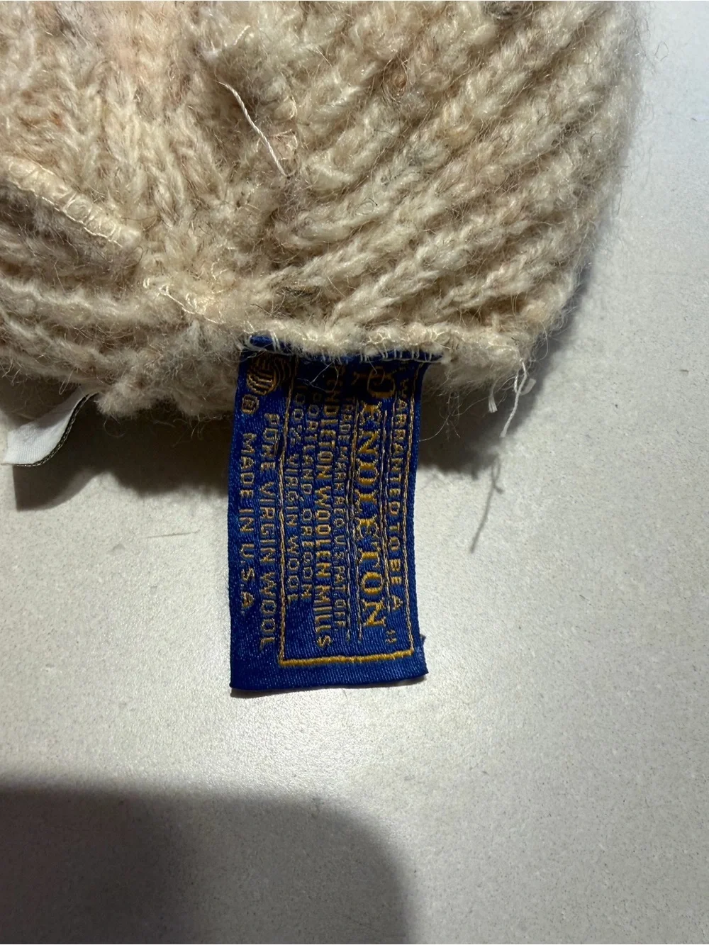 Pendleton Cream Knit Wool Beanie